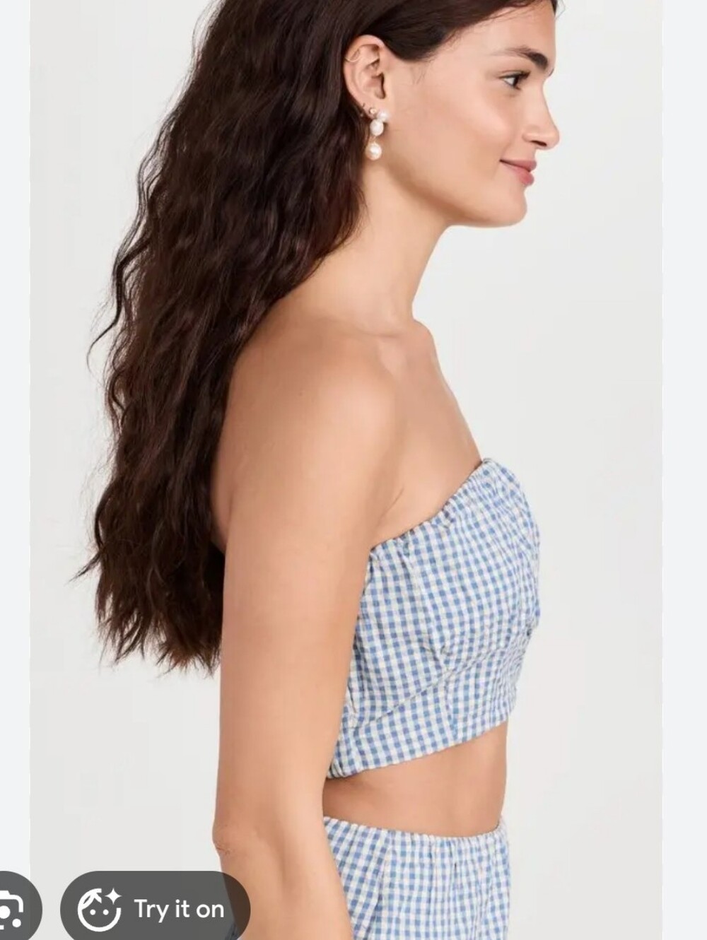 Nwt Strapless Blue Gingham Crop Top Cottagecore Milkmaid Kawaii Selkie Y2K